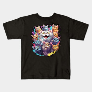 Colorful Kaleidoscope of Cats Kids T-Shirt